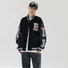 Vestes homme Hip Hop Streetwear hommes laine Vintage Baseball veste fourrure os Patchwork couleur bloc Harajuku Bomber unisexe