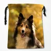 Förvaringspåsar Custom Sheltie Dog Drawstring Wedding Party Christmas Gift Pouches Packing 18x22cm Satin tygväska 12.2