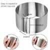 6-12 Inch Adjustable Stainless Steel Dessert Cake Mold Circle Baking Round Mousse Ring Mould Kitchen Decorating Tool 210225