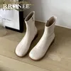 Bottes femme automne et hiver 2021 chaussures à talons hauts talon épais net rouge mince court en sud-coréen