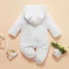 Arrivée hiver bébé solide polaire lapin combinaison à capuche unisexe doux combinaisons vêtements 210528