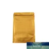 100 unids Oro de pie, bolsas de aluminio de aluminio con ventanas, líneas de resaltables, cremallera, bolsa de envasado para té, mantequilla de almacenamiento