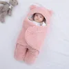 Hiver nouveau-né bébé bébé épaissie sac de bande dessin animé ours oreille à capuche d'agneau couchage sac de couchage enveloppe couverture chaude sommeil sac