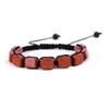 Taglio rettangolare Yoga Seven Chakra Bracciali in pietra naturale Bracciale regolabile in tessuto Cinturino da polso per donna Gioielli di moda volontà e sabbia