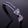 Double Row Bow Strass Haarbanden Non-Slip Bezel Hoop Hoop Crystal Hoofdband voor Vrouwen Haarbanden Ties Haaraccessoires