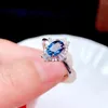 Bagues de cluster KJJEAXCMY Fine Bijoux 925 Sterling Argent Incrusté Naturel Bleu Topaze Réglable Bague Femelle Mode Support Test avec Boîte