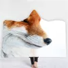 Simpatico orso polare Fox Coperta con cappuccio Bambino Adulto Indossabile Coperte Divano da viaggio da picnic stampato in 3D Morbido in qualsiasi stagione Usa il tiro