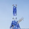10インチの水ギセルユニークな美しいビーガラスボン4mm厚さ18mmの女性の関節を備えたカラフルな水道パイプ拡散したダウンシステムDABリグDCB20101