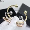 Donia Jewelry Luxus-Armreif, übertrieben, doppelendiges Kugel-Titanstahl-Micro-Set-Zirkon-Geschenkarmband für europäische und amerikanische Modedesigner