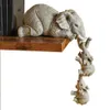 Crafts Ornaments HandPainted Figurines Mother And Two Babies Hanging Desktop Decor Elephant Resin Decoration