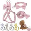 Hund Harness koppel krage set mjuk justerbar söt dubbel lager hund sele krage koppel utomhus promenad för små medelstora pet5720435