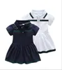 2021 Baby Girl Lapel Dress Summer Children Clothing Cute Pleated Dress Kids Short-sleeve cotton Dresses Toddler