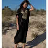 Plus Size Kaftan Tunic Beach Dress Swim Wear Bathing Suit Cover Up Women Summer Beachwear pareos Robe de plage sarongs 210722