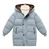 秋のファッション子供女の子のジャケット光沢のある子供たちと厚いベルベットの上着ビッグバージンロングウォームコート寒い冬のパーカー211204