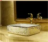 Mosaic Gold Rectanglar handfat Lyxig konstnärlig tvättställ Badrum Sinkhigh Quatity