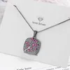 Fashion Black Gold Tree Necklace Jewelry 925 Sterling Silver Women Pendant Green Pink Zircon Square Girl Necklaces XDZ546