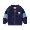 Children's zipper jacket boys V-neck cardigan baby sleeves fashion sweatshirt Korean children's clothing top 7080 29 210622