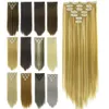 60cm 24inches Clip/Tape in Synthetic Hair Extensions Weft 140g Simulation Human Hairs Bundles FL021