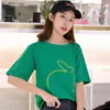 Camiseta feminina 2022 Summer Women Cotton T-shirts Chete coreano Mulher de manga curta coreana para camiseta branca preta kawaii tops femme blusas yz