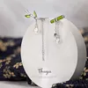 Thaya Smalto Orecchino da donna Bambù verde ciondola con perla Retro carino s per gioielli di moda in argento 2106185961903