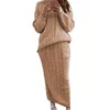 Two Pieces Tracksuits Long Sleeve Crop Tops pencil Skirt 2 Piece Set Women Sweater knitted Skirts Winter Suit #T1G