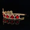 Hårklämmor Barrettes Barock guldfärg Tiaras Red Heart Queen Princess Crowns Crystal pannband Kid Girls Wedding Accessiories J253G