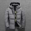 Мужская белая утка пуховик зима теплый с капюшоном толстым губчатым куртком пальто Высокое качество пальто вниз по парку мужские куртки мужчины 211008