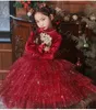 2022 Flower Girls Dresses Vintage Floral Lace long Sleeves Floor Length Dress Wedding Party Evening Formal Pegeant Dance Gown