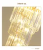 Lustre moderne lustre long Crystal lustre lumière luxe villa duplex au milieu étage salon tourbillon LED