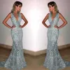Casual Dresses Sexy Open Back Sequined Maxi Dress Floor Length Sleeveless Strapless Deep V Neck Mermaid Party Champagne Gold Silve290H