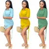 Couleur unie Vintage Casual Femmes Robes D'été Arrivée Côté Bandage À La Mode Chic Cool Fille Rue Salon Porter Robe D'été 210525