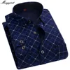 Men's Long Sleeve Plaid Warm Thick Fleece Lining Shirt Fashion Soft Business Casual Flannel Dress Camisa Social Masculina 210721