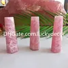 10pcs 8-9cm 자연 핑크 크리스탈 기둥 손으로 새겨진 장미 석영 기둥 광택 치유 세미 귀중한 보석 패싯 Prism 지팡이 바 돌