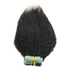 Extensions de cheveux Remy crépus lisses à bande adhésive, trame de peau noire, pour femmes, peuvent être teintes, 40 pièces/paquet