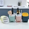 Bestek Droger Lepel Vork Chopstick Storage Houder Box Servies Plank Drie Laag Bestek Drainer Rack Keuken Stand voor Bestek 210705