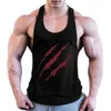 Design Mens T-shirts Mode Animal Scratch Print Top losse en ademende Solid Color Vest