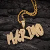 A-Z Custom Name Letters Necklaces Mens Fashion Hip Hop Jewelry Iced Out Gold Initial Letter Pendant Necklace207d
