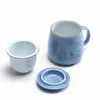 Fincan tabaklar seramik filtre çay fincanı basit büyük kapasiteli çift içecek içecek ev kahve kupası kaplamalı porselen ofis çay ayırma cu