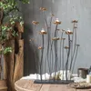 양초 홀더 미국 레트로 74cm 바닥 금 꽃 홀더 철 조각 낭만적 인 램프 홈 바 가게 웨딩 장식 장식품