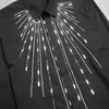 El yapımı Geometrik Metal Sac Dikiş erkek Gömlek Kişilik Uzun kollu Lüks Gömlek Sosyal Parti Sahne Yıldızı Chemise Homme 210527