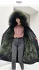 Kvinnors Fur Faux Vinterjacka Kvinnor Real Coat Raccoon Collar Linner X-Long Parka XXL OuterWear Avtagbar