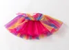 Vente en gros INS 20 couleurs enfants filles Tutu jupes arc-en-ciel doublé Tutuskirt avec nœuds de cheveux ensemble enfants filles vêtements de danse pour 2-10T