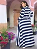 Casual Dresses Oversized Women Maxi Långärmad Golvlängd Plus Size Ladies Spring Autumn Stripes Party Female Vestido