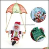 Dekorationer FESTICE HOME GARDEN Electric Santa Claus Hanging Rotation Parachute Turn Musical Pendant Christmas Gift for Child Toy Party SU