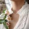 Collier de perles 100% collier ras du cou de culture d'eau douce naturelle pour fille véritable collier de fête de perles 35mm Q0531