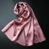 Foulards Foulard en soie de mûrier naturel longue couleur unie grands châles enveloppes satin réel blanc femme dames fashion6374268