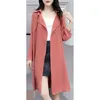 Korea Spring Summer Thin Trench Coat Plus Size Women's Loose Casual Chiffon Turn-down Collar 210615