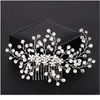 Silber Farbe Strass Haarkamm Blumenkopfstück Perle Hochzeit Haarkamm Clip Kristall Braut Haarnadel Schmuck Haar A jllwgO9171337