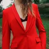 Abiti da donna Blazer DiYiG DONNA 2021 Autunno Abbigliamento Elegante Casual Slim Fit All-match Giacca formale rossa