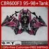 Body +Tank For HONDA CBR600 CBR 600 F3 FS CC Rose black 600F3 95 96 97 98 Bodywork 64No.68 CBR600F3 CBR600FS 600CC 1995 1996 1997 1998 600FS CBR600-F3 95-98 Fairings Kit
